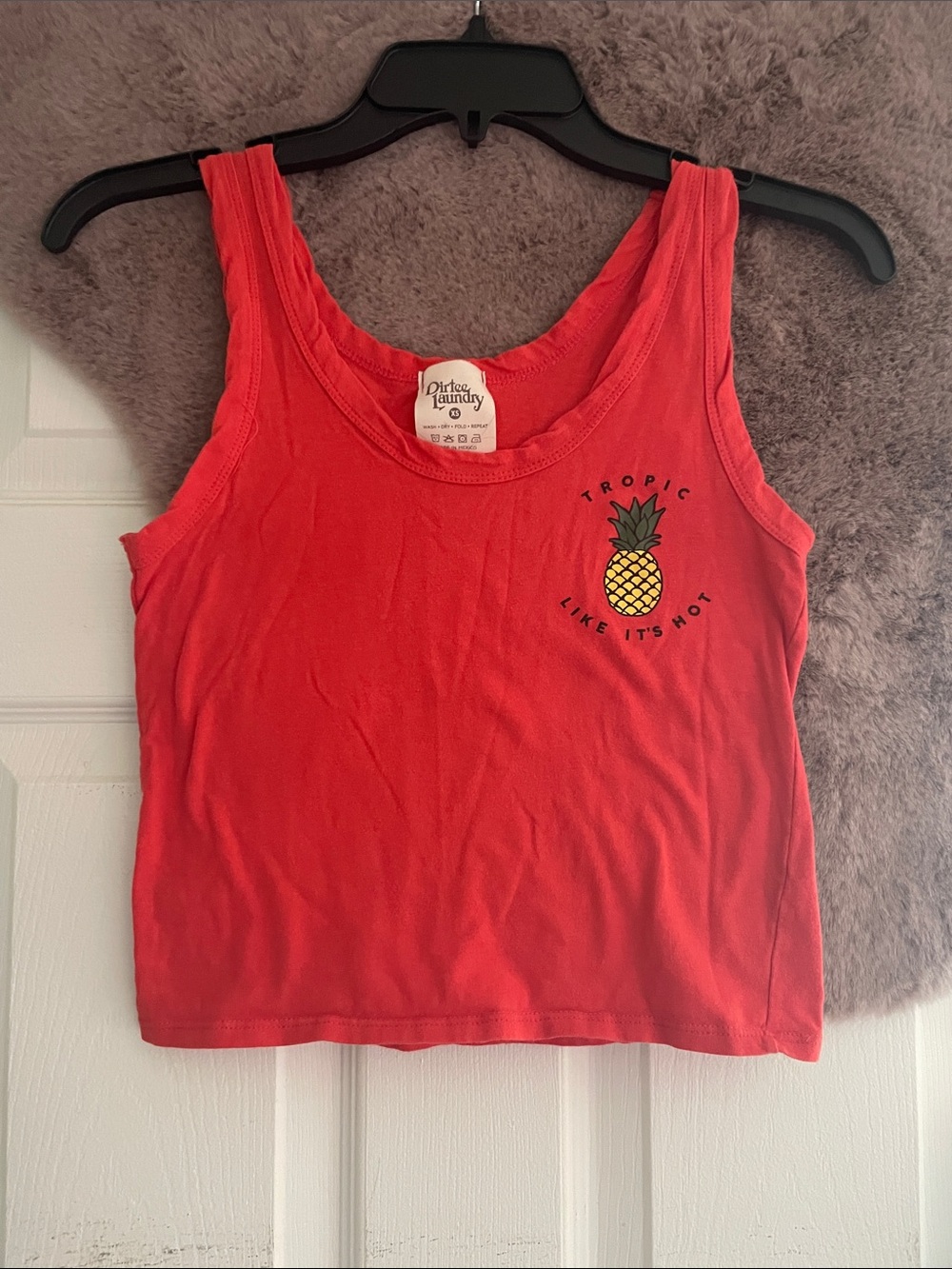 Dirty Laundry Coral-Red Pineapple Crop Tank